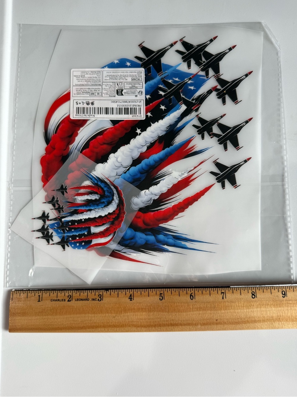 Patriotic Red White Blue Jet Trail iron on transfer